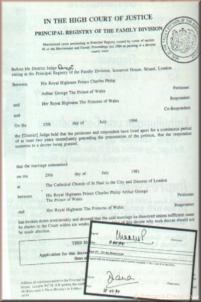 Princess Dianas divorce 